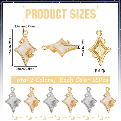 32Pcs 2 Colors Alloy Enamel Pendants ENAM-SC0005-63-1