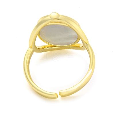 Natural Paua Shell Oval Open Cuff Ring RJEW-H220-05G-1