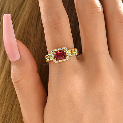 Golden Brass Micro Pave Cubic Zirconia Open Cuff Rings OP3974-3-1