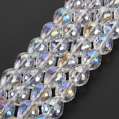 Electroplate Transparent Glass Beads Strands EGLA-T008-024-C01-1