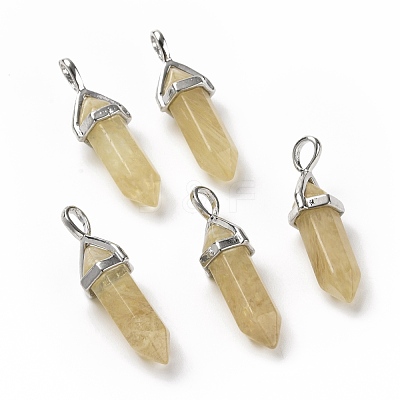 Dark Khaki Watermelon Stone Glass Pointed Pendants G-K329-24P-1