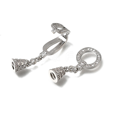Brass Micro Pave Clear Cubic Zirconia Fold Over Clasps CU-CBA4292-02P-1