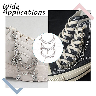6Pcs 6 Styles Aluminum Canvas Shoes Chains FIND-GO00005-1