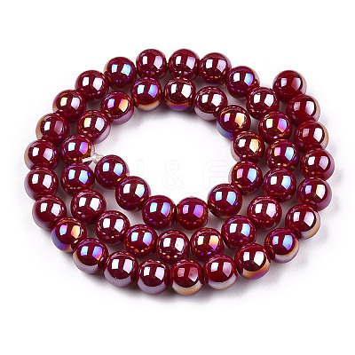 Electroplate Opaque Glass Beads Strands LS-GLAA-T032-P8mm-AB05-1