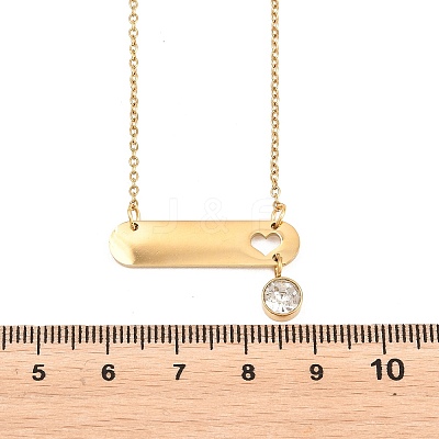 304 Stainless Steel Crystal Rhinestone Long Oval with Flat Round Pendant Necklaces NJEW-H093-08G-1