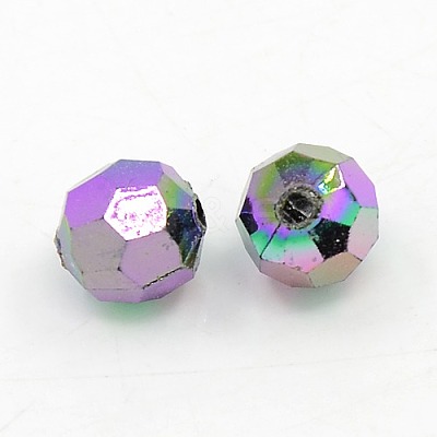 Plating Plastic Acrylic Faceted Round Beads PACR-L002-6mm-M-1