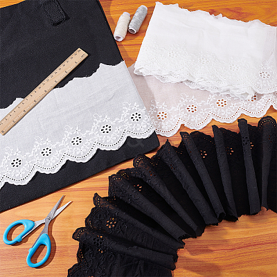 2 Colors Cotton Embroidery Flower Ribbons OCOR-PH0005-78-1