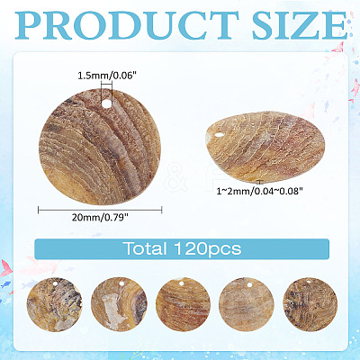 120Pcs Natural Akoya Shell Pendants SHEL-ME0001-01-1