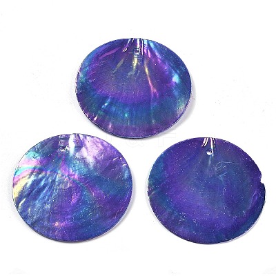 Spray Painted Natural Capiz Shell Pendants SSHEL-Z002-01D-1