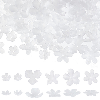 300Pcs 6 Style Transparent Acrylic Bead Caps OACR-HY0001-11-1
