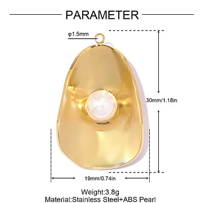 304 Stainless Steel & ABS Imitation Pearl Pendants STAS-OY014-57G-1