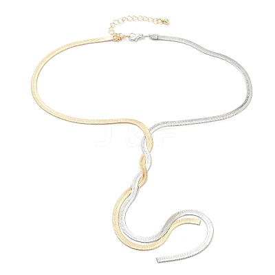 Two Tone Brass Herringbone Chains Lariat Necklaces LS-NJEW-P289-07G-1