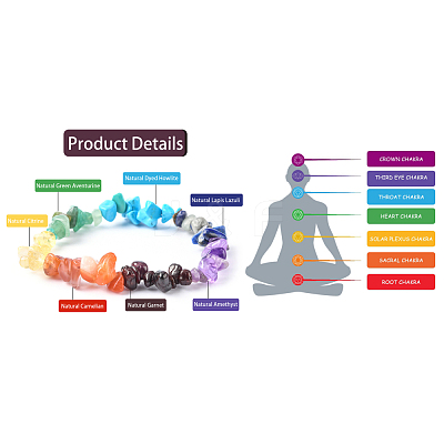 Chakra Gemstone Stretch Bracelets BJEW-JB02288-02-1