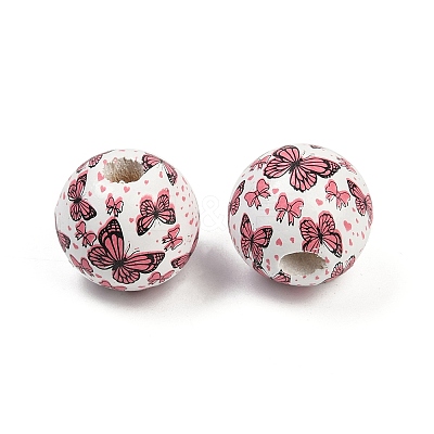 Painted Wood European Beads WOOD-F017-04G-1