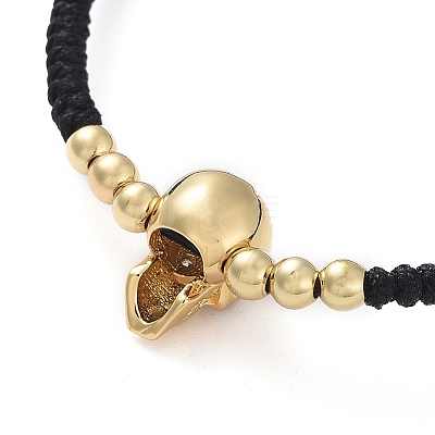 Skull Adjustable Brass Nylon Thread Braided Bracelets BJEW-JB04985-03-1