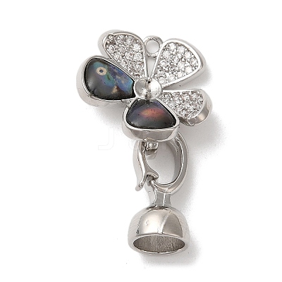 Flower Brass Micro Pave Cubic Zirconia Fold Over Clasps KK-A227-32P-1
