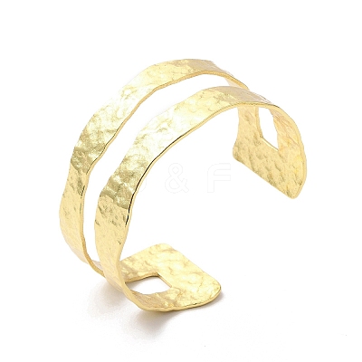Rack Plating Brass Open Cuff Bangle for Women BJEW-A137-01G-1
