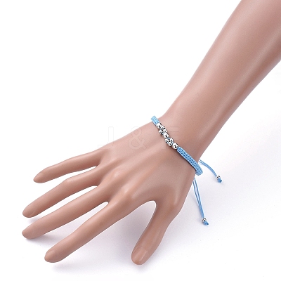 Adjustable Nylon Thread Braided Bead Bracelets BJEW-JB05289-02-1