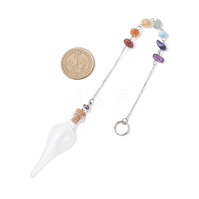 Teardrop Glass Cork Bottle Pointed Dowsing Pendulums HJEW-JM04492-1