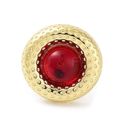 Resin Flat Round Open Cuff Ring RJEW-A035-02G-04-1