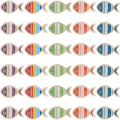 30Pcs 5 Colors Aolly Enamel Beads FIND-SC0016-34-1