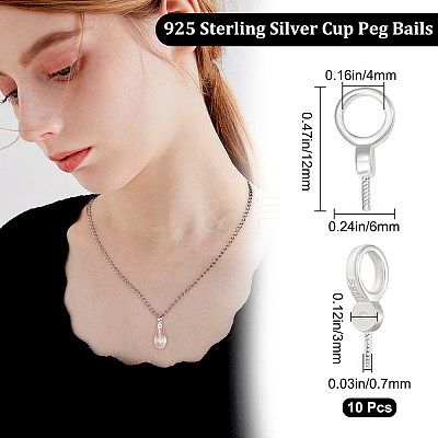 10Pcs 925 Sterling Silver Cup Peg Bails STER-BBC0001-50-1
