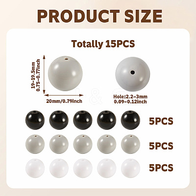 15Pcs 3 Colors Opaque Acrylic Beads SACR-TADJ0001-05A-1