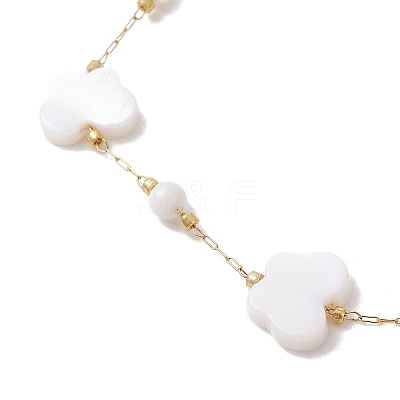 Summer Beach Natural White Shell Link Chain Anklets AJEW-AN00771-03-1