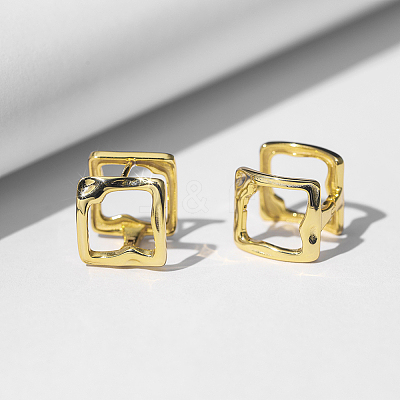 925 Sterling Silver Square Stud Earrings EJEW-H167-04G-1