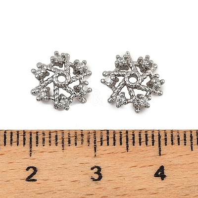 Brass Micro Pave Clear Cubic Zirconia Bead Caps KK-K374-24P-1