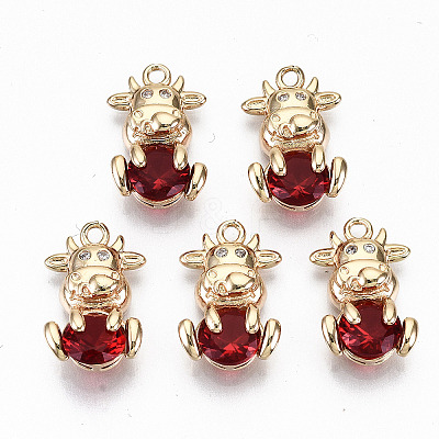 Brass Glass Rhinestone Pendants X-GLAA-S179-30B-RS-1