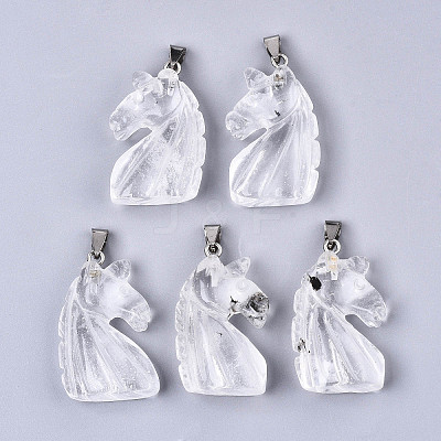 Carved Natural Quartz Crystal Pendants X-G-N0327-002M-1