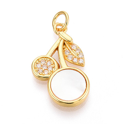 Brass Micro Pave Clear Cubic Zirconia Pendants KK-N268-80G-1