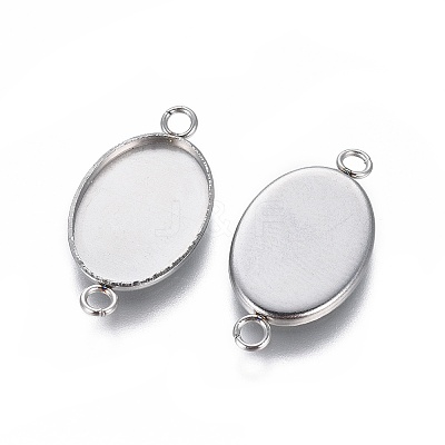 Non-Tarnish 304 Stainless Steel Cabochon Connector Settings X-STAS-H394-A-01P-1