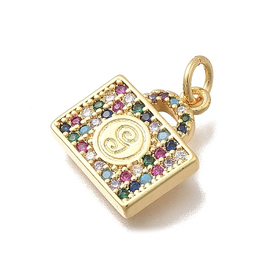Brass Micro Pave Cubic Zirconia Charms KK-D431-058G-01-1