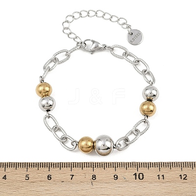 304 Stainless Steel Beads Link Bracelets BJEW-K291-03GP-1