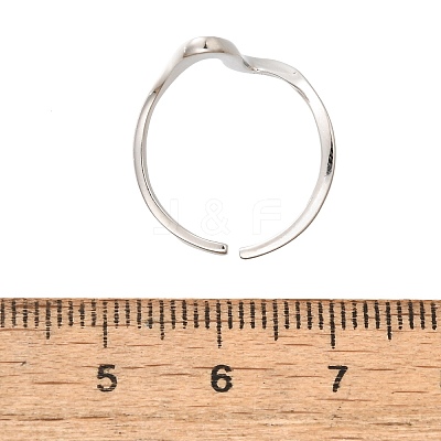 Rhodium Plated 925 Sterling Silver Wave Cuff Rings RJEW-D300-02P-1