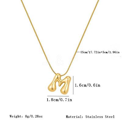 304 Stainless Steel Alphabet Pendant Necklaces for Men and Women GP1122-13-1