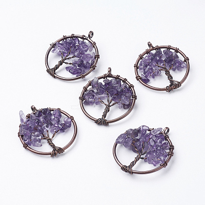 Natural Amethyst Pendants G-E419-03R-1