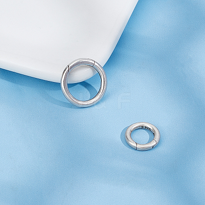 2Pcs 2 Styles 925 Sterling Silver Spring Gate Rings STER-BBC0006-46-1