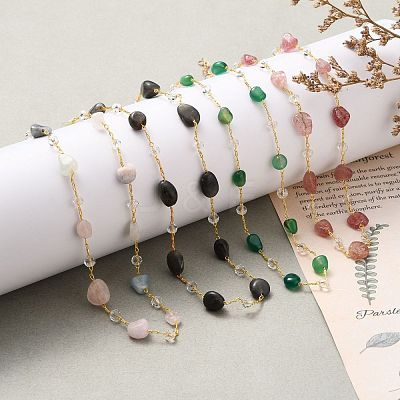 Nuggets Natural Gemstone Beaded Necklaces NJEW-JN03188-1