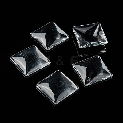 Transparent Glass Square Cabochons GGLA-A001-25mm-1