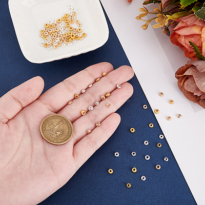 120Pcs 15 Styles Zinc Alloy Spacer Beads FIND-GA0004-65-1