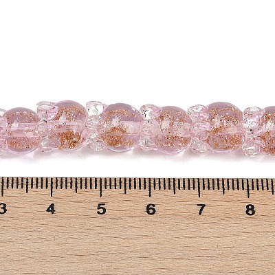 Gold Sand Lampwork Beads Strands LAMP-P069-02A-01-1