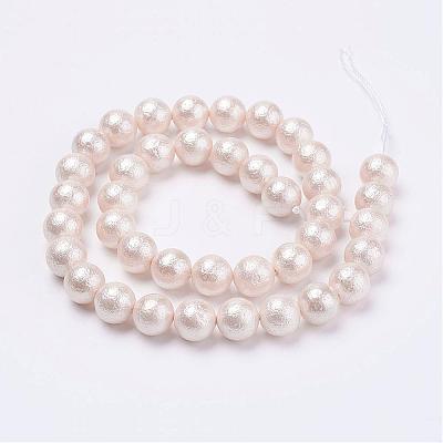 Wrinkle Textured Shell Pearl Beads Strands BSHE-E016-10mm-07-1