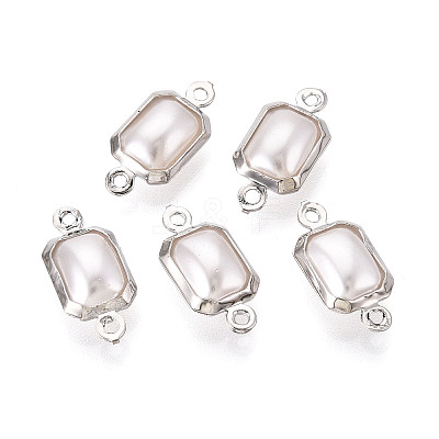 Brass ABS Imitation Pearl Connector Charms KK-N286-02C-P-1
