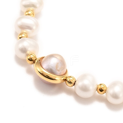 Natural Pearl Link Bracelets BJEW-D447-06G-01-1