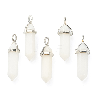 Natural White Jade Pointed Pendants G-M378-01P-A12-1