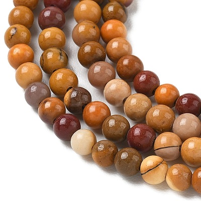 Round Natural Mookaite Gemstone Bead Strands G-J333-06-4mm-1