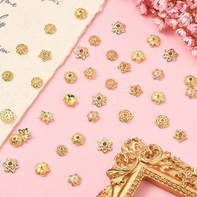 100Pcs 10 Styles Brass Bead Caps KK-CJ0002-08-1